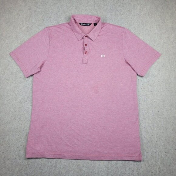 Travis Mathew Polo Shirt Mens Large Red Heather Short Sleeve Casual Preppy - Picture 4 of 9